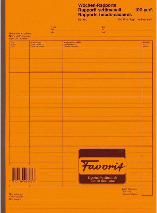 Produktbild Favorit Wochen-Rapporte (100 x)