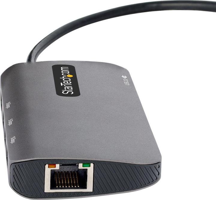Produktbild StarTech com 127B-USBC-MULTIPORT, Verkabelt, USB 3.2 Gen 1 (3.1 Gen 1) Type-C, 100 W, 10,100,1000 Mb (USB-C, 4 Ports)