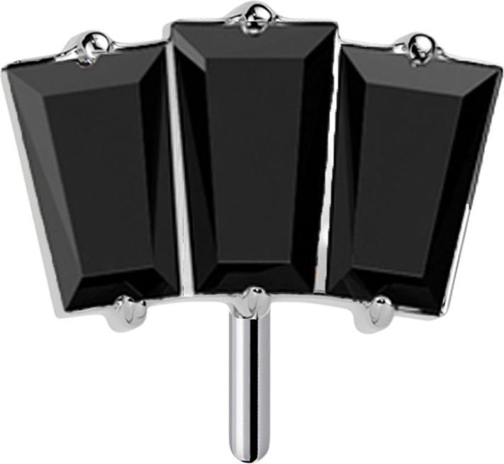 Produktbild Star Piercing Threadless silber drei Baguette Kristalle schwarz (ohne Messing, Titan G23)