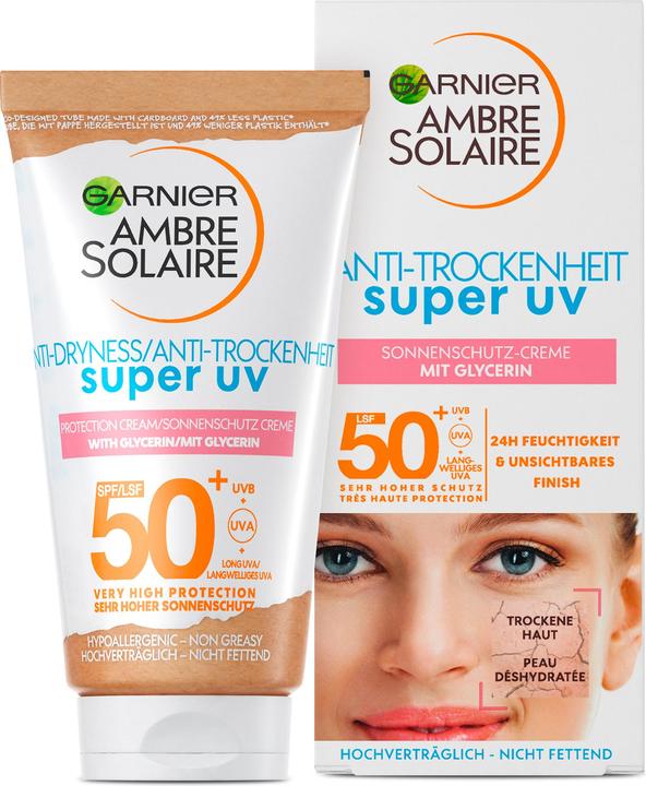 Immagine prodotto Garnier Ambre Solaire Sensitive expert+ Anti-Dryness Super UV (Crema solare, SPF 50+, 50 ml, 70 g)