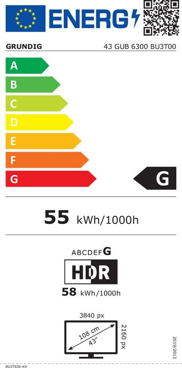 Label énergétique Grundig 43 AOP 6300 (43", LED, 4K)