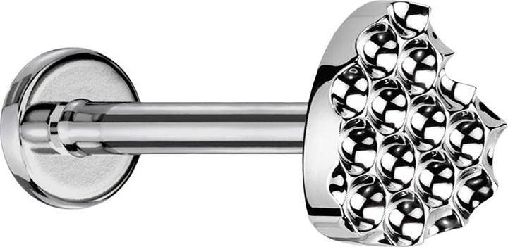 Star Piercing Micro Labret Innengewinde silber gepunkteter Diamantschliff Herz silber (ohne Messing, Titan G23)