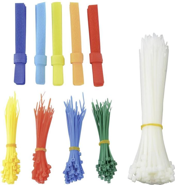 Immagine prodotto Mannesmann Assortimento di fascette e velcro 350 pezzi. (Fascette in plastica, 200 mm, 350 pz.)