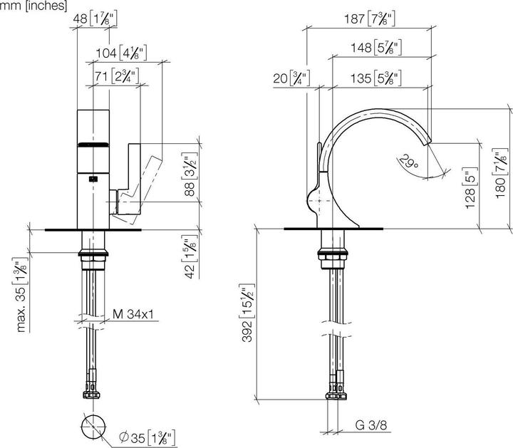Produktbild Dornbracht Dornb Waschtisch-Einhandbatterie CYO Ausl 143mm o Ablgrt chr