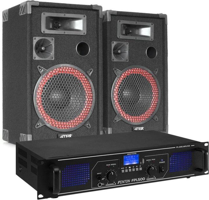 Produktbild Fenton DJ Set Sound Installation - FPL500 Klasse -D -Verstärker mit Bluetooth + Xen -3508 Lautsprech