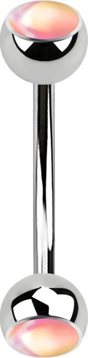 Immagine prodotto Star Piercing Micro banana argento con due sfere rosa iridescenti (Acciaio chirurgico 316L, senza ottone)