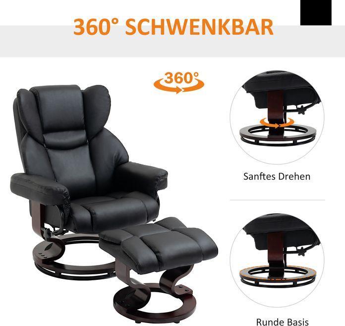 Produktbild Swisshandel24 Relaxsessel mit Hocker, drehbarer Fernsehsessel, TV-Sessel mit Liegefunktion, Ruhesessel, Liegesesse