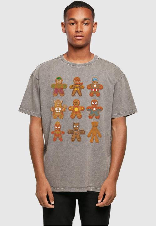 Immagine prodotto Absolute Cult Universo Marvel - Maglietta oversize lavata con acido dei Vendicatori del Pan di Zenzero di Natale (XL)
