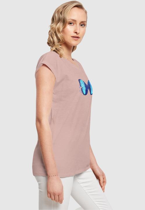 Actual product image Merchcode Ladies Butterfly Blue Extended Shoulder Tee - 111649 (S)