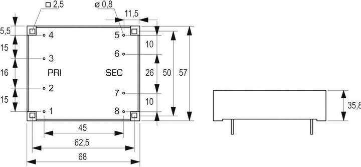 Produktbild Block Transformator FL PCB 30VA 2x18V