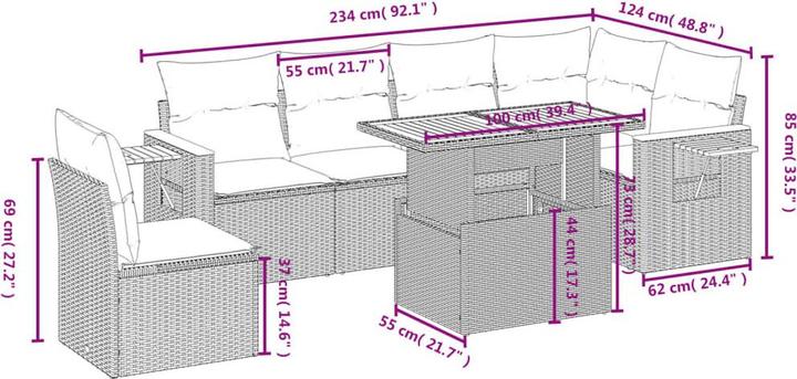 Produktbild VidaXL Gartenmöbel Sofa Garnitur Gartengarnitur Garten Sitzgruppe 7-tlg. Beige