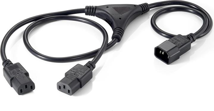 equip Y-Netzverlängerung IEC C14 -> 2x IEC C13 St/Bu 1.6m sw Polybeutel (1.60 m, C14, C13)