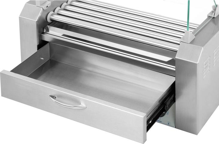 Produktbild Royal Catering Hot Dog Grill 2 Zonen Edelstahl Rollengrill Würstchengrill 5 Rollen 1.420 W