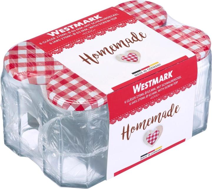 Immagine prodotto Westmark Set di 6 bicchieri a 6 angoli da 288 ml, con coperchio decorativo a forma di cuore, 63 mm (6 pz., 0.29 l)