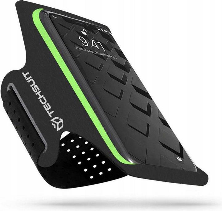 Actual product image Techsuit - Sports Armband (TH10) - with Velcro, for Phones, max 6.5" - Black / Green