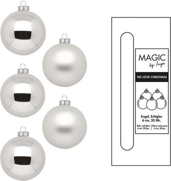 Inge’s Glas Christmas Decor Boule de Noël Frosty Silver Ø 6 cm 20 pièces (20 -pièce)