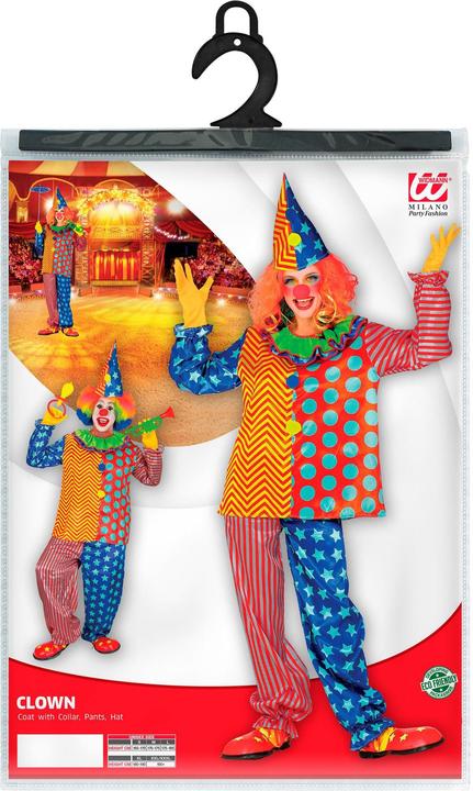 Produktbild Widmann Unisex Clown mit Oberteil mit Kragen, Hose, Hut (L)