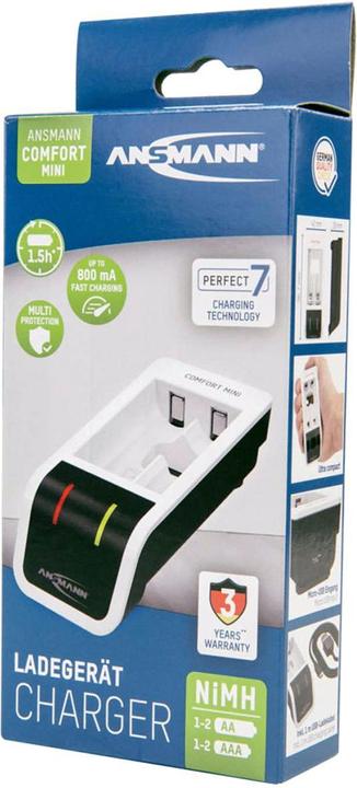 Produktbild Ansmann Comfort Mini Ladegerät inkl. 2 AA Mignon Akkus 2100 mAh (1 Stk., AA, AAA, 2100 mAh, Ladegerät inkl. Akku)
