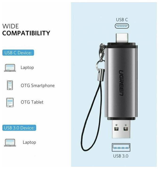 Produktbild Ugreen USB-C und USB-A — TF SD 3.0 (USB-C)