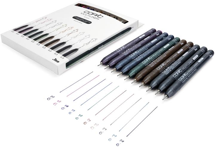 Actual product image Copic Multiliner colour set, 0.3mm, 10 pieces (Olive, Lavender, Sepia, Black, Warm grey, Cool Gray, Pink, Brown, Wine, Cobalt, 10 x)