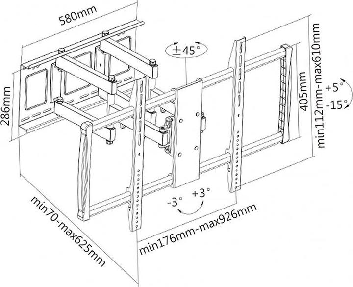 Produktbild Maclean MC-679 - VESA Monitor-/TV-Halter, 60-100", schwarz, 80 kg (Wand, 100", 80 kg)