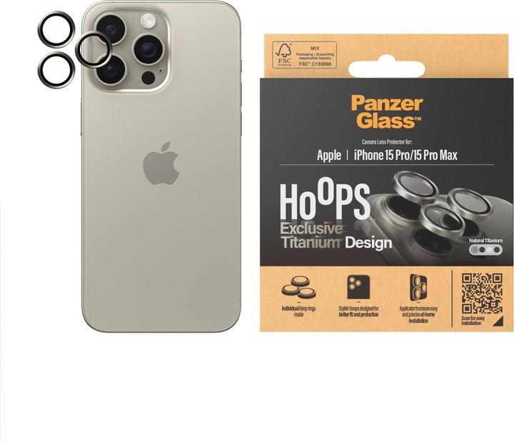 Produktbild PanzerGlass Hoops Camera Lens Protector (1 Stück, Apple iPhone 15 Pro Max, Apple iPhone 15 Pro)