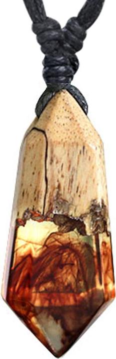 Star Piercing Halskette schwarz Anhänger Kristall färbung Epoxy rot aus Tamarind Holz (Organisch, ohne Messing)