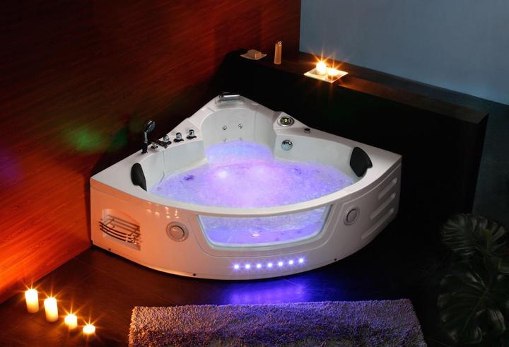 Produktbild PureHaven Whirlpool 172x172 cm Wasserfall Heizung Lichttherapie Soundsystem Reinigungsprogramm Bluet