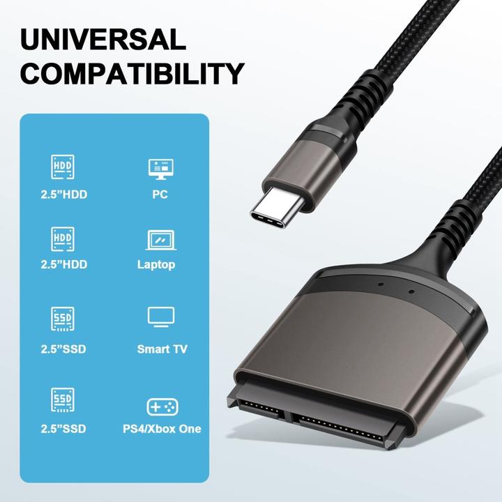 Actual product image Ueli Express SATA to USB-C adapter 5Gbps 22-pin for hard drives (5 W)
