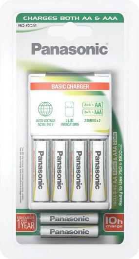 Panasonic Basic Charger BQ-CC51 (6 pcs., AAA, AA, Battery + charger)