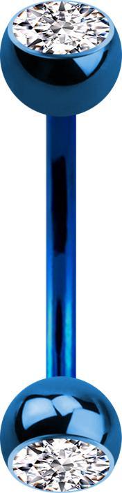 Immagine prodotto Star Piercing Micro banana blu scuro con due sfere e cristallo argento (senza ottone, Titanio G23)