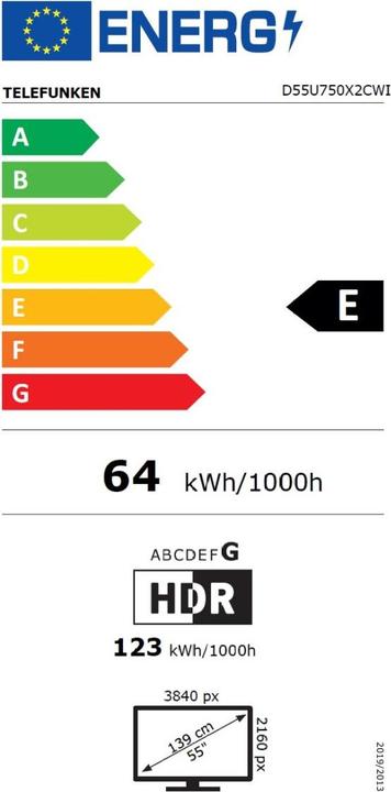 Energie-Label Telefunken D55U750X2CWI (55", LED, 4K, 2024)