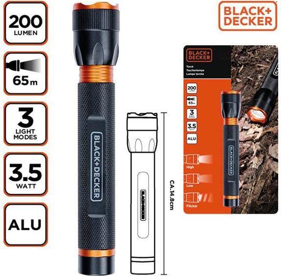 Black & Decker Torcia LED 3,5W 200lm 65m di proiettore (27 cm)