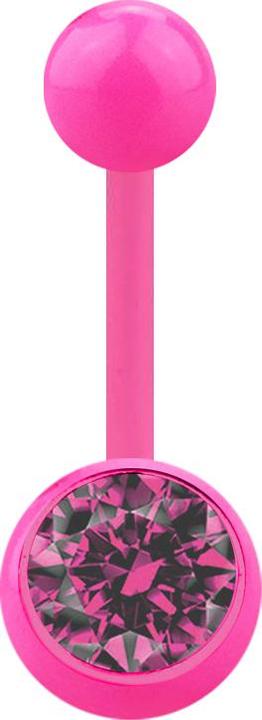 Star Piercing Banane pink mit Kugel und Kugel Kristall pink (Acryl, ohne Messing)