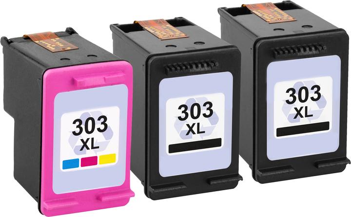 Plutoos HP 303 XL HP 303 XL Patronen XXL kompatibel, 3er Set 2BK+1CL
