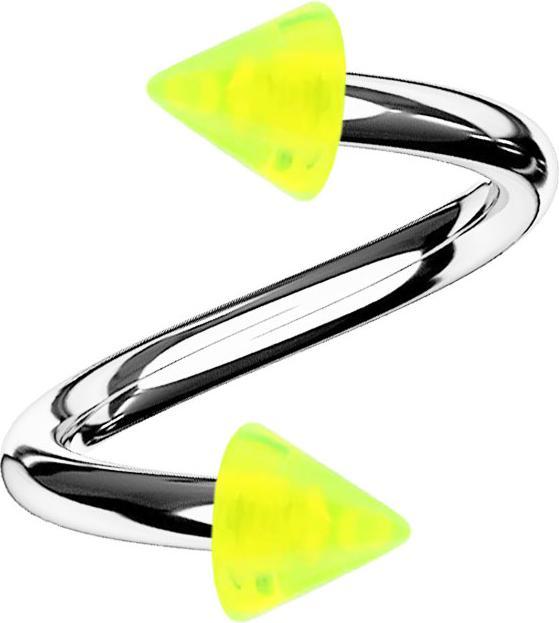 Actual product image Star Piercing Micro Spirale silber mit zwei Cones gelb transparent (Acrylic, without brass, Surgical steel 316L)
