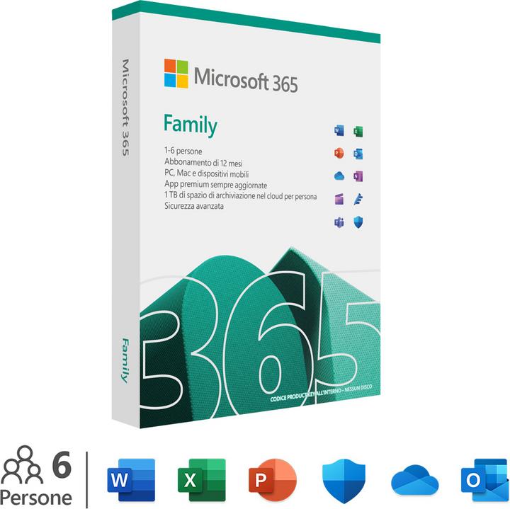 Image du produit Microsoft M365 Abonnement familial à l'italien (1 Dispositifs, 12 mois)