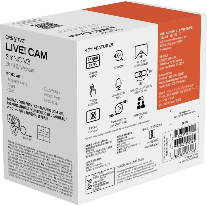 Immagine prodotto Creative LiveCam Sync 2K V3, webcam QHD (3.60 Mpx)