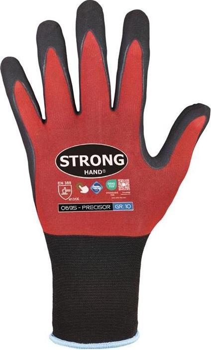 Productafbeelding Stronghand PRECISOR handschoenen maat 8 rood/zwart EN 420, EN 388 categorie II PPE (8)