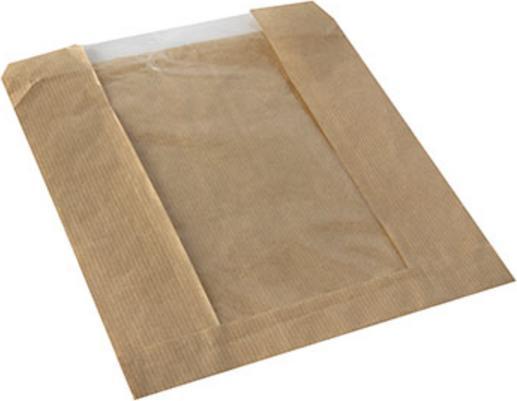 Papstar Sichtstreifenbeutel mit PLA-Fenster purebraun pure
