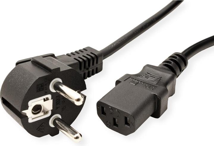 Image du produit Value Câble d'alimentation 1,8m noir IEC320 EN60320C13 m/w CEE7/7 droit (BE)(FR)(DE) (1.80 m)