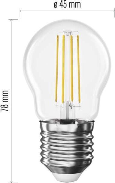 Immagine prodotto Emos Lampada LED Filament Mini Globe / E27 / 3,4 W (40 W) / 470 lm / Bianco neutro (E27, 3.40 W, 470 lm, 1 x, D)