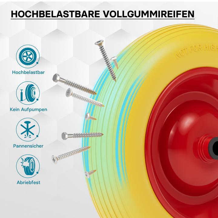 Produktbild Wiltec Schubkarren PU Rad 3.50-8 130kg Vollgummi Polyurethan Reifen pannensicher