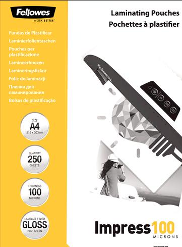 Actual product image Fellowes Impress 100 (A4, 250 Piece, 100 µm)