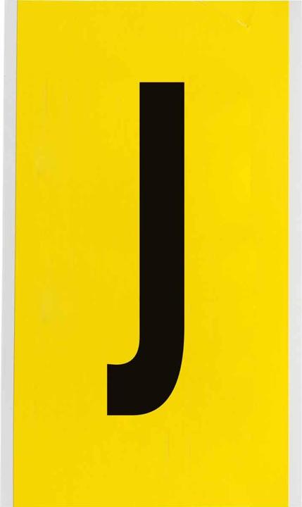 Image du produit Brady 3470-J, B-499, tissu en nylon, lettre J, noir sur jaune, 127 x 228mm, hauteur des caractères