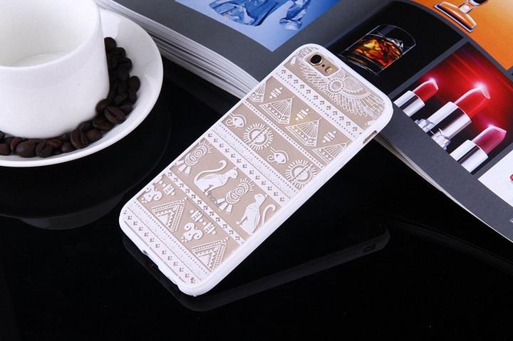 Produktbild König Design Apple iPhone 6s Plus Handy Hülle Mandala Case Motiv Ägyptische Zeichen Weiss Neu (Apple iPhone 6 Plus)