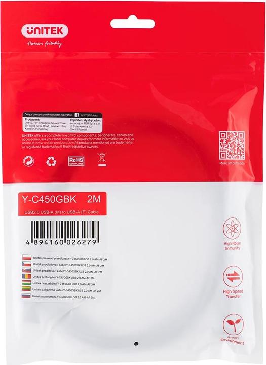 Actual product image Unitek Y-C450GBK USB extension co (2 m, USB 2.0)