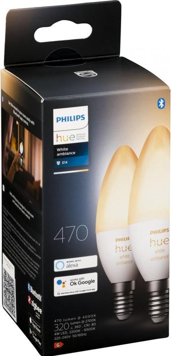 Image du produit Philips Hue White Ambiance BT (E14, 5.20 W, 470 lm, 2 x, G)