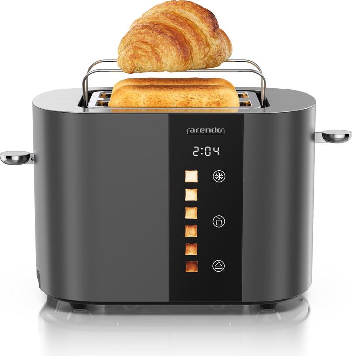 Image du produit Arendo Toaster Edelstahl 2 Scheiben Kurzschlitz, Restzeit & Bräunungsgradanzeige, Touch Display, 800 W (Prise UE)