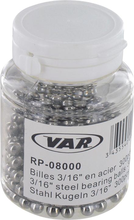 Actual product image VAR Steel balls 3/16" (4.76mm) bottle of 300 pcs.